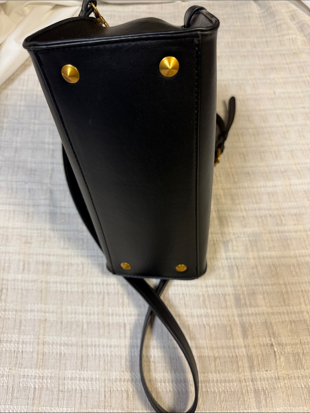 Steve Madden Black Leather Mini Satchel with Gold Hardware - Picture 5 of 8